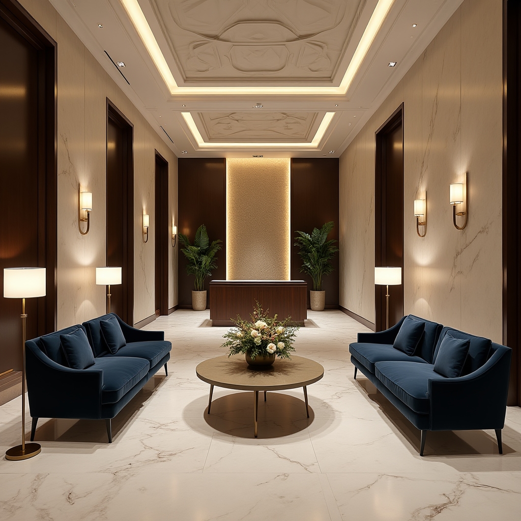 Modern otel lobisi, ferah ve aydınlık iç mekan tasarımı